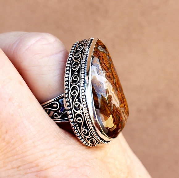 New Seam Agate 925 Silver Ring. - Picture 8 of 8